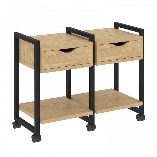 Тумба на колесах наборная "Loft" VR.L-TN-1.K тиквуд светлый/черный - Вид 1