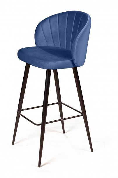 Стул барный Mont Blanc, бархат синий 29 / черный конус - Вид 7