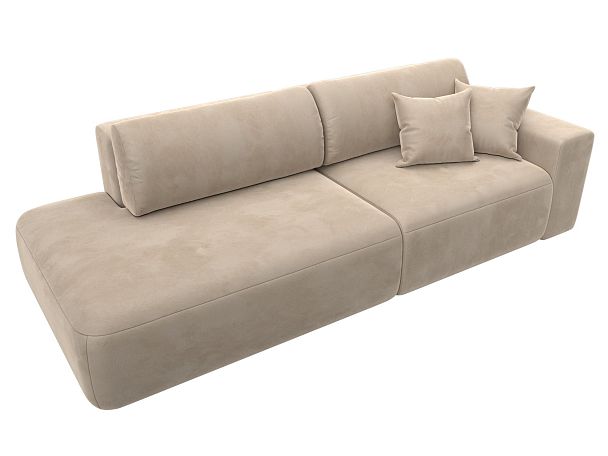 Диван прямой Лига-036 Модерн подлокотник справа Велюр бежевый - Вид 6
