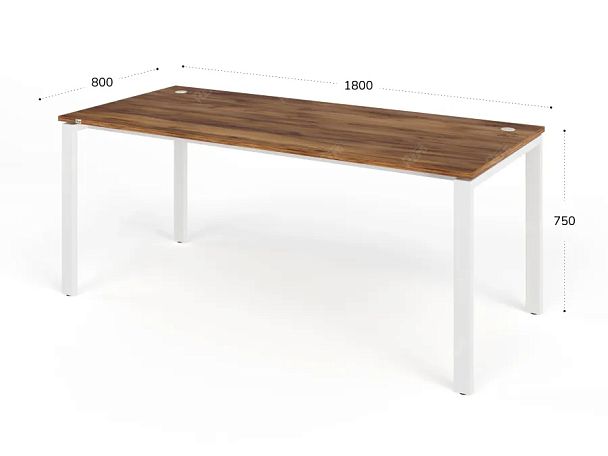 TANDEM RTD071-MK-180-SH Стол прямой на металлокаркасе ун-й 1800х800х750 Таксония шоколадная/Белый - Вид 2