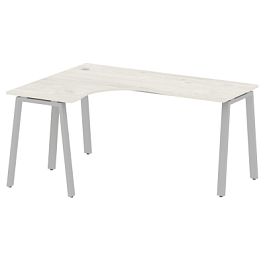 Metal System Стол криволинейный левый на А-образном м/к БА.СА-4 (L) Дуб наварра/Серый металл 1600*1200*750 - Фото предпросмотра