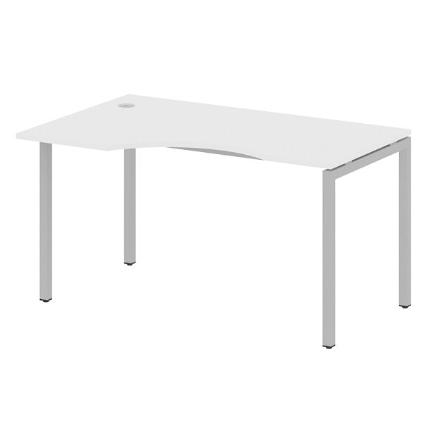 Metal System Quattro Стол криволинейный левый на П-образном м/к 40БП.СА-2 (L) Белый/Серый металл 1400*900*750 - Вид 1