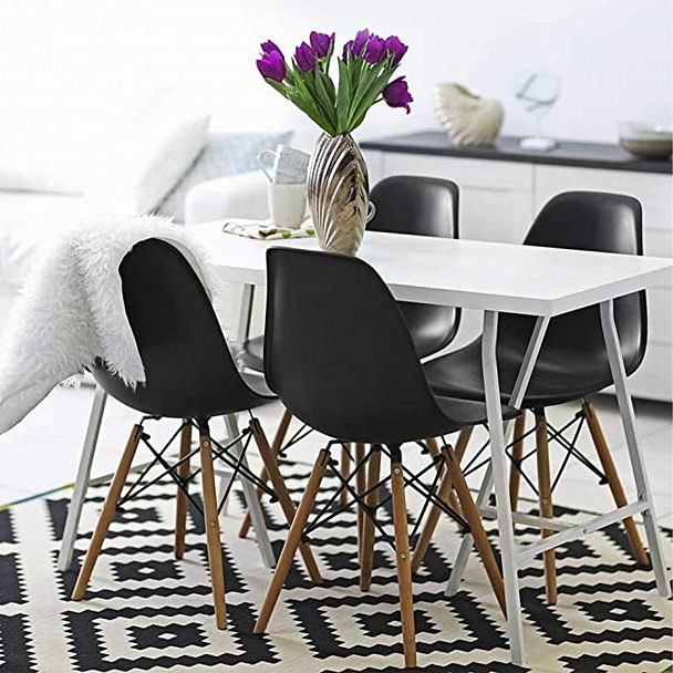 Стулья BRABIX "Eames CF-010", КОМПЛЕКТ 4 шт., пластик черный, опоры дерево/металл, 532631, 2033A - Вид 13