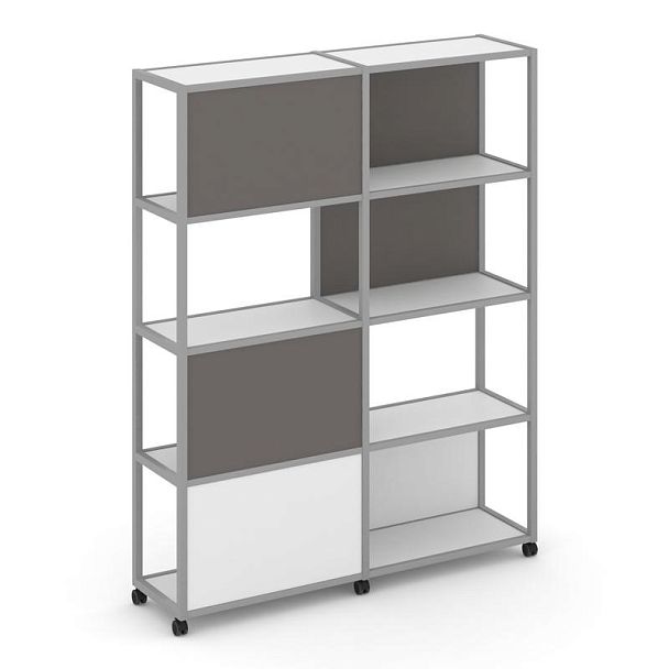 Shelf Mobile Стеллаж 5 уровней 2 секции VR.LT-STK-515.10 Белый Бриллиант/Металл Серый/W-26 1970*400*2000 - Вид 1