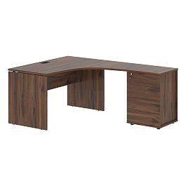 Стол эргономичный с тумбой EDCET 1318(R) Дуб Денвер тёмный/Черный 1360х1880х750 EDIS - Фото предпросмотра