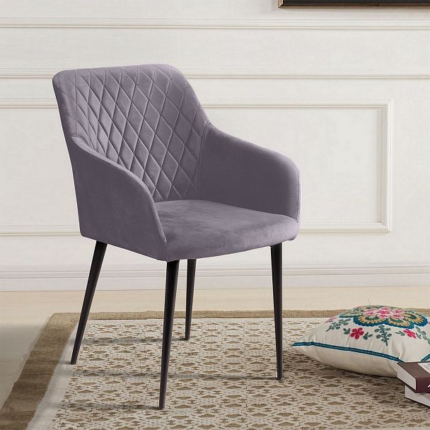 Стул с подлокотниками Robert, бархат серый 27 - Вид 14