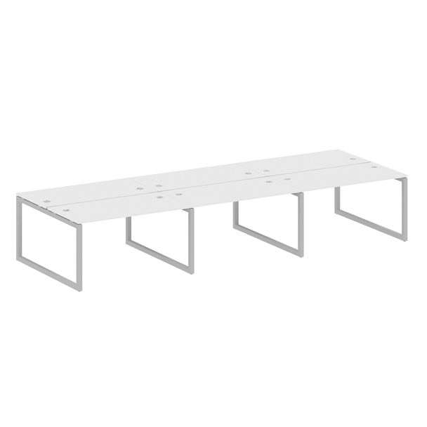 Metal System Quattro Р. ст. на 6 раб. места на О-образном м/к 50БО.СМ-6.3 Белый/Серый металл 4200*1475*750 - Вид 1