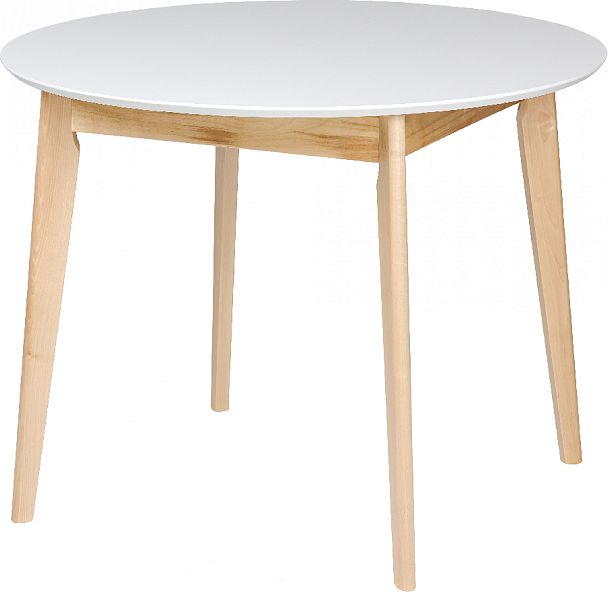 Обеденная группа стол раздвижной Норден D100 Белый/Натуральный и 4 стула Мэти Натуральный/Серый велюр - Вид 4