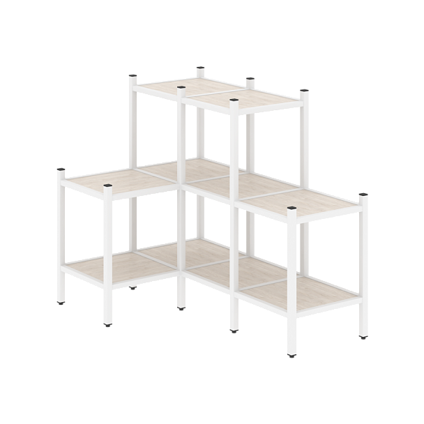 Loft Угловой внутренний стеллаж наборный VR.L-37 Денвер светлый/Белый металл 862*1278*1047 - Вид 1