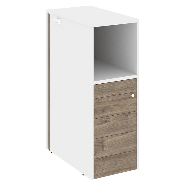 Onix Тумба 5 ящиков TIP-ON завершающая, правая O.R-TV-5 TIP (R) Тиквуд темный/Белый бриллиант 436*767*1185 - Вид 1