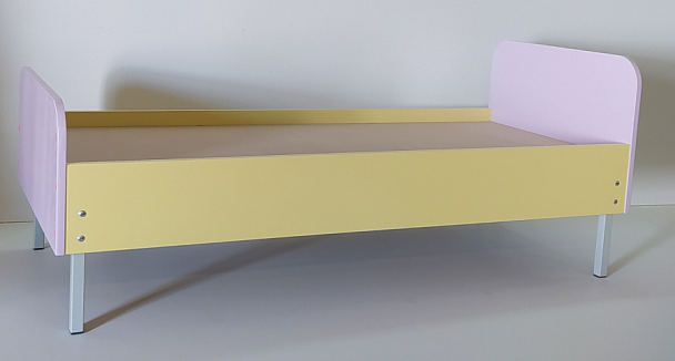 Кровать односпальная детская на металлических ножках МДФ/пленка КНД-009, 1200 - Вид 1