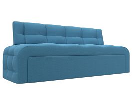 Диван кухонный прямой Люксор Рогожка голубой - Фото предпросмотра