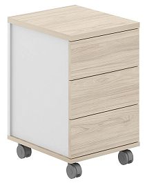 Тумба мобильная Allegro 3 ящ. ЛДСП / корпус: белый, топ/дно: ак.равелло, фасады: ак.равелло - Фото предпросмотра