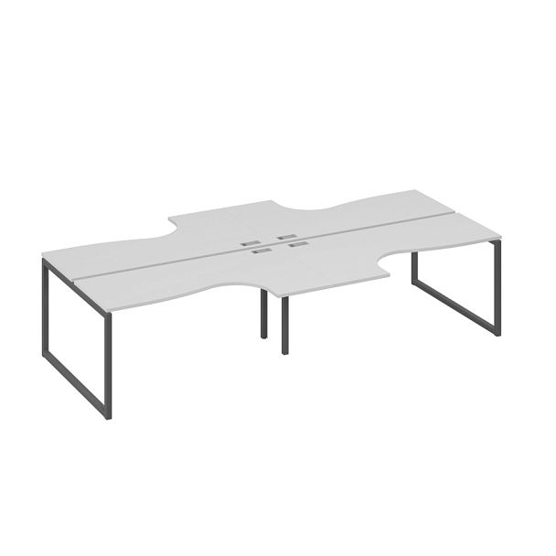 Рабочая станция столы (4х160) Классика каркас QUATTRO A4 А4 Б4 182-2 БП серый / металлокаркас антрацит - Вид 1