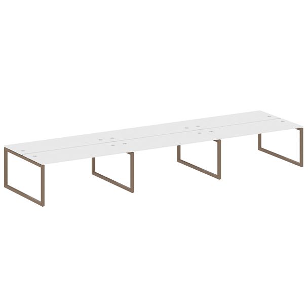 Metal System Quattro Р. ст. на 6 раб. места на О-образном м/к 50БО.СМ-6.5 Белый/Мокко металл 5400*1475*750 - Вид 1