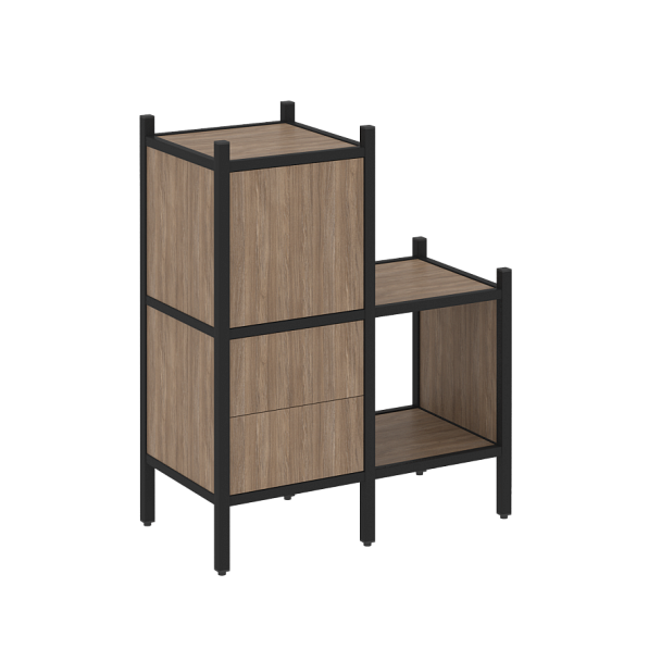 Loft Прямой стеллаж наборный VR.L-11 Дуб аризона/Чёрный металл 862*446*1047 - Вид 1