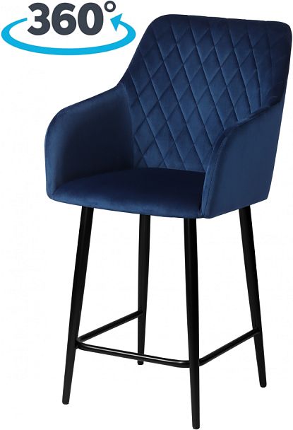 Полубарное поворотное кресло Барли К, Confetti blue/черный - Вид 1