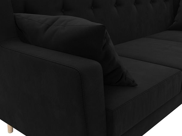 Прямой диван Брайтон 3 (полностью микровельвет черный) - Вид 4