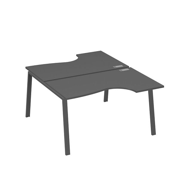 Рабочая станция столы (2х140) эргономичные Классика каркасTRE A4 А4 Б3 184  БП антрацит премиум / металлокаркас антрацит - Вид 1