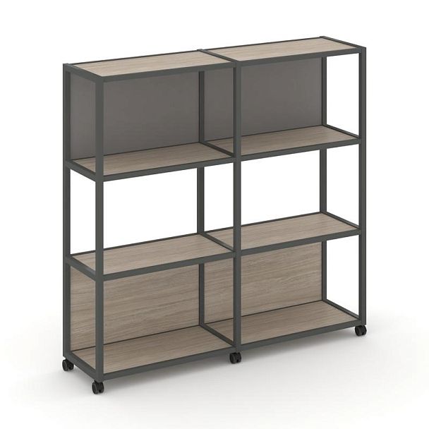 Shelf Mobile Стеллаж 4 уровня 2 секции VR.LT-STK-415.10 Дуб Аттик/Металл Антрацит/W-11 1970*400*1523 - Вид 1