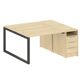 Metal System Quattro Р. ст. с тумбой на О-образном м/к 50БО.РС-СТП-2.2 Акация/Антрацит металл 1612*1475*750 - Фото предпросмотра