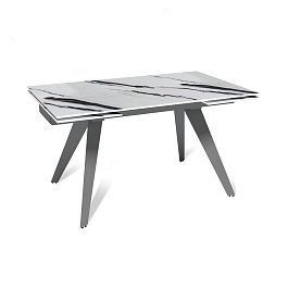 Стол раскладной Rhein (140+40+40), керамика глянцевая Panda White - Фото предпросмотра