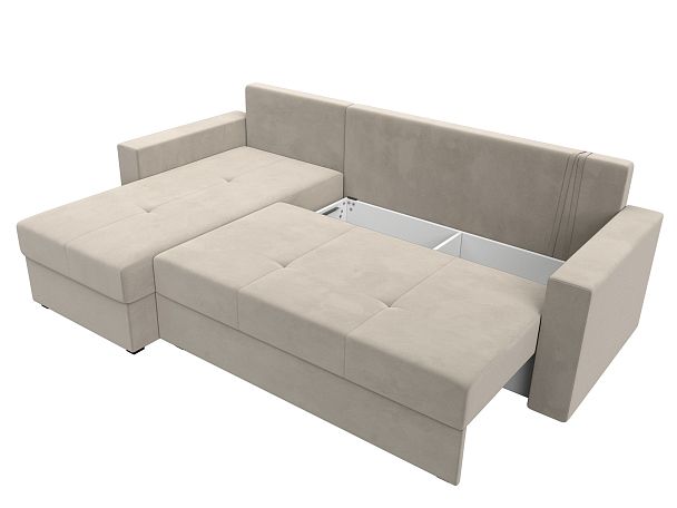 Диван угловой Верона Лайт угол левый (полностью микровельвет бежевый) - Вид 7