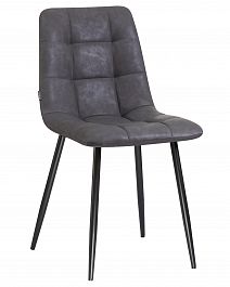 Стул обеденный DOBRIN ALEX (черные матовые ножки, серая антрацитовая винтажная экокожа (RU-08)) - Фото предпросмотра