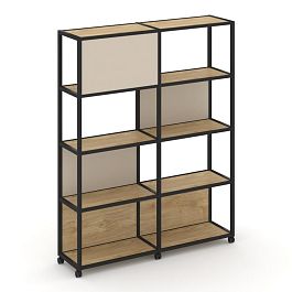 Shelf Mobile Стеллаж 5 уровней 2 секции VR.LT-STK-514.10 Тиквуд Светлый/Металл Черный/W-04 1970*400*2000 - Фото предпросмотра