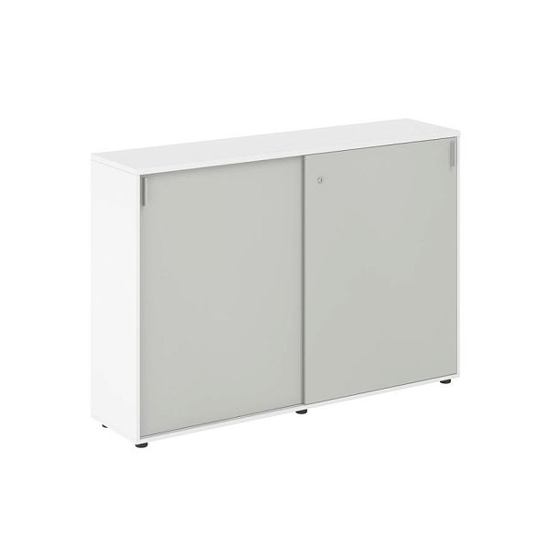 Шкаф купе 1638х400х1125 средний, с замком / корпус: белый, фасады: серый бархат Сигма / Sigma - Вид 1