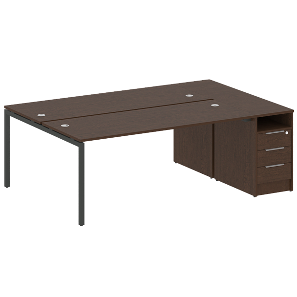 Metal System Quattro Р. ст. с тумбой на П-образном м/к 40БП.РС-СТП-2.5 Венге/Антрацит металл 2212*1475*750 - Вид 1