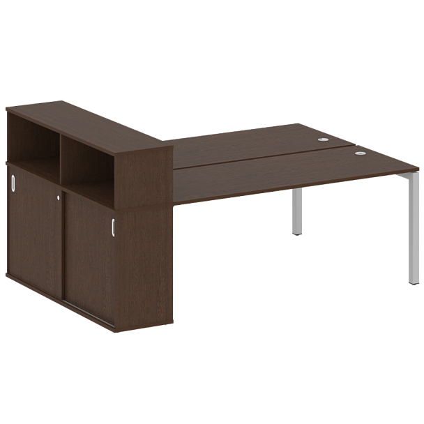 Metal System Quattro Р. ст. с шкафом-купе на П-образном м/к 50БП.РС-СШК-2.5 Т Венге/Серый металл 2210*1475*1098 - Вид 1