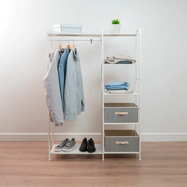 Вешалка-стеллаж "Валенсия-1", 1555х1090х300 мм, 7 полок, металл, белая, ГСВ1 Б - Вид 6