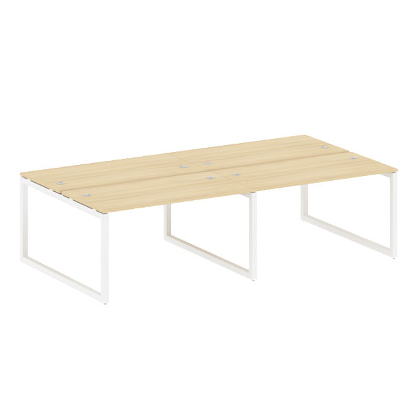 Metal System Quattro Р. ст. на 4 раб. места на О-образном м/к 50БО.СМ-4.3 Акация/Белый металл 2800*1475*750 - Вид 1