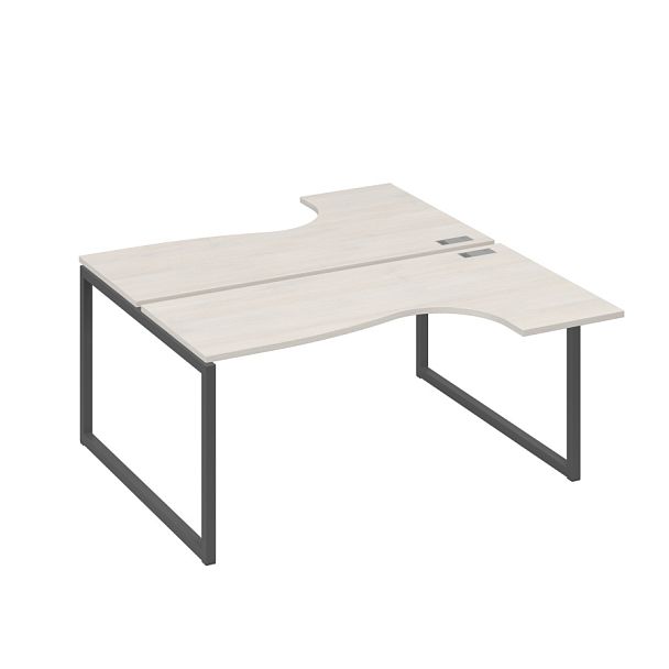 Рабочая станция QUATTRO (2х160) столы Классика эргономичные A4 А4 Б4 182 БП дуб / металлокаркас антрацит - Вид 1