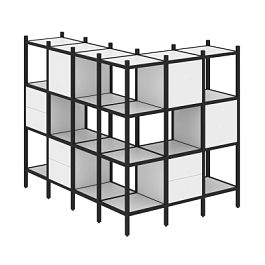 Loft Угловой внешний стеллаж наборный VR.L-52 Белый бриллиант/Чёрный металл 1694*1278*1458 - Фото предпросмотра