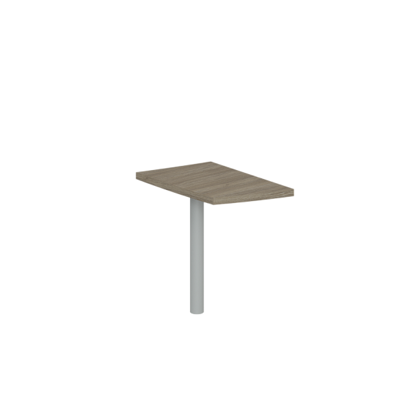 Приставка боковая Wing малая 500х856х750, правая / цвет: дуб темный, опора табулярная серебрянный металлик - Вид 1