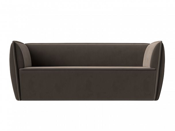 Прямой диван Бергамо 3-х местный (полностью велюр коричневый) - Вид 2