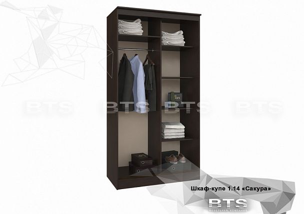 "Сакура" шкаф-купе 1,14м (1140х2216х610) венге/лоредо - Вид 1