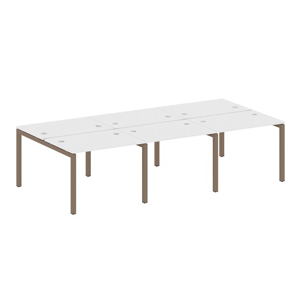 Metal System Quattro Р. ст. на 6 раб. места на П-образном м/к 50БП.СМ-6.1 Белый/Мокко металл 3000*1475*750 - Вид 1