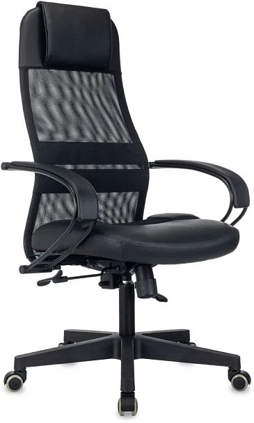 Кресло эргономичное Бюрократ CH-NOVA LUX черный сет./ткань/экокожа крестов. пластик - Вид 1