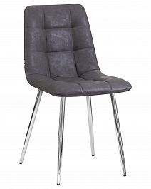 Стул обеденный DOBRIN ALEX (хром ножки, серая антрацитовая винтажная экокожа (RU-08)) - Фото предпросмотра