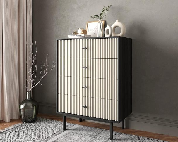 Комод вертикальный с четырьмя ящиками Emerson арт EM18/milky/L - Вид 3