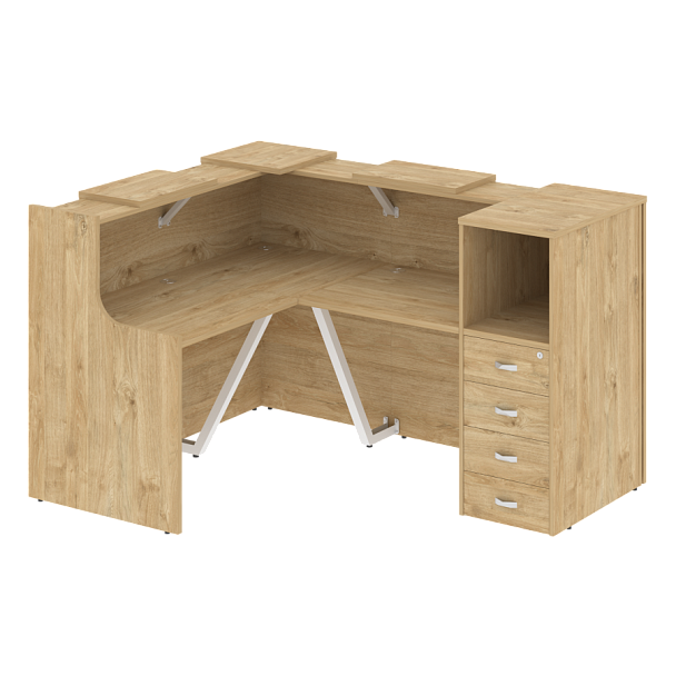 Ресепшн Г-образный "Onix" O.R-K-26 тиквуд светлый/белый - Вид 1