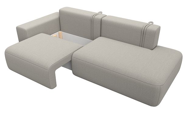 Диван прямой Лига-036 НПБ Модерн подлокотник слева Рогожка бежевый - Вид 7