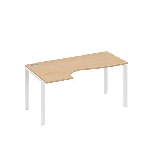 Стол эргономичный левый "Классика" на металлокаркасе UNO A4 А4 Б1 045 БП натуральный дуб / металлокаркас белый - Вид 1