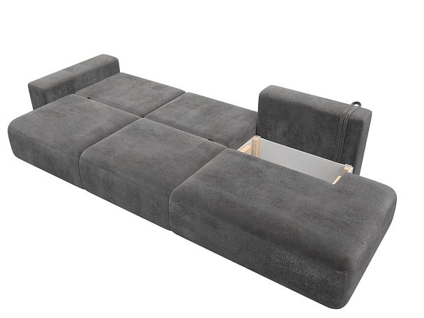 Диван прямой Лига-036 НПБ Модерн Лонг подлокотник слева Велюр серый - Вид 9