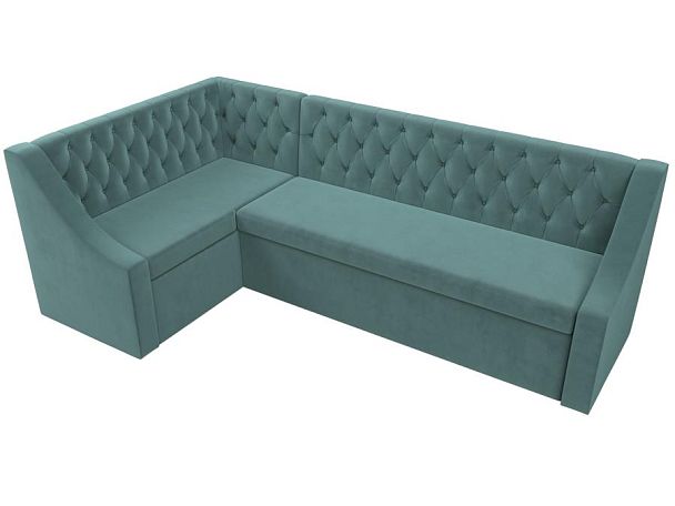 Кухонный угловой диван Мерлин левый (полностью Велюр бирюзовый) - Вид 5