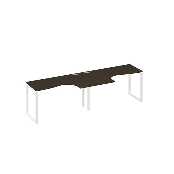 Станция столы 2х140 Классика эргономичные опоры QUATTRO A4 А4 Б4 033-2 БП венге / металлокаркас белый - Вид 1