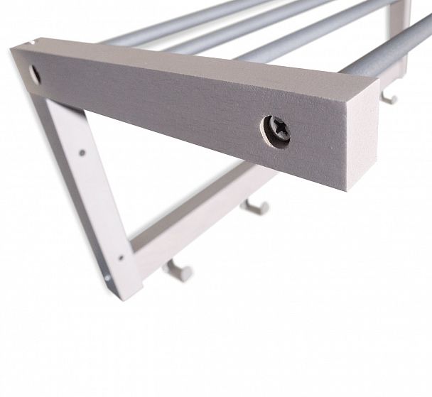 Вешалка деревянная Альберо SHT-WH4 настенная беленый/алюм.мет - Вид 6